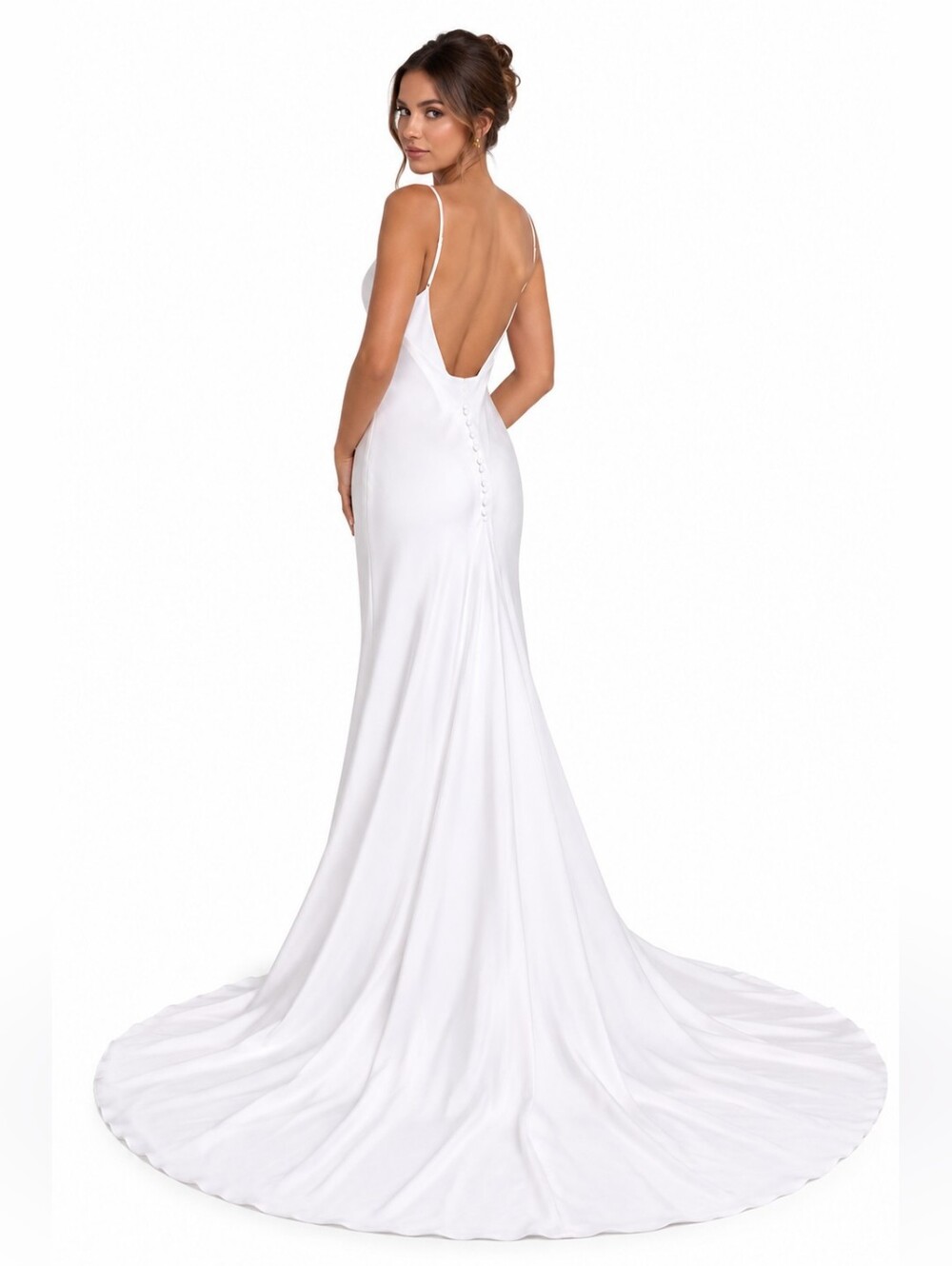 White Low Back Wedding Dress Size XS